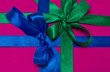 Close-up of gift box with ribbons