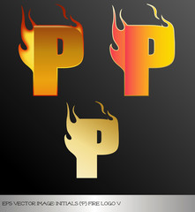 eps Vector image: initials (p)  metallic fire logo Ⅴ