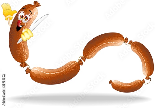 Salsicce Fumetto Cartoon Sausages Salami Comics Wurst Vector Stock 