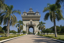 View Of Patuxai Arch In Vientiane, Laos, Asia