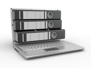 Poster - Archive. Laptop with folders instead of the screen