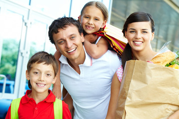 Wall Mural - Family with products