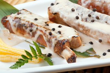 Canvas Print - roasted pork ribs in a plate