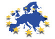 Leinwandbild Motiv Europa *** Karte mit EU-Sternenbanner