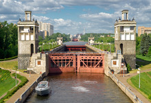 Floodgates On Moscow Canal In Summer, Russia