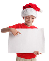 Sticker - Child in a Christmas hat and the form in hands