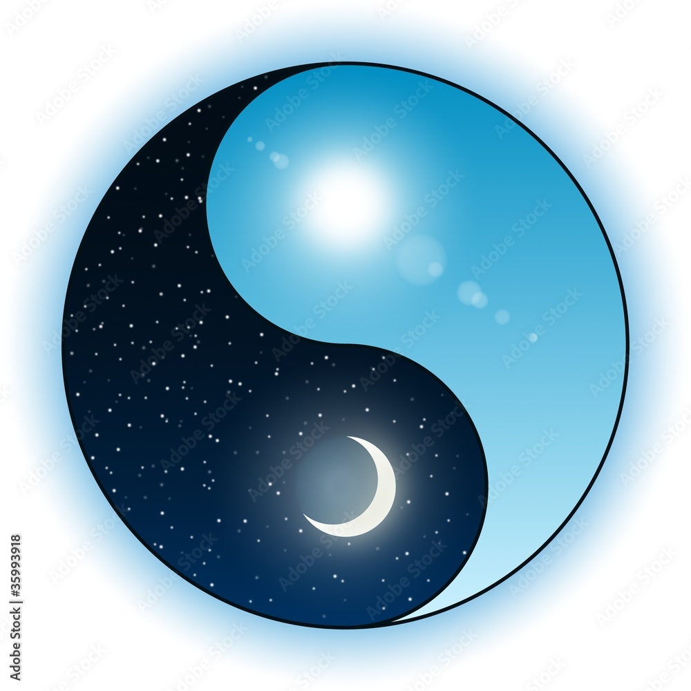 Sun and moon in Yin Yang symbol Stock Vector | Adobe Stock
