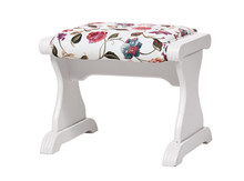 White Footstool With Floral Print Isolated. With Clipping Path.
