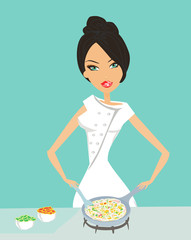 beautiful lady cooking