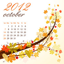 Calendar For 2012 October