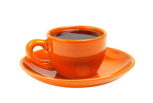 Orange Coffee Cup Isolated On White Background