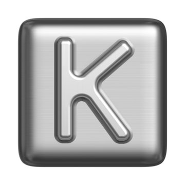 Metal alphabet in the form of a stamp. Capital letter K