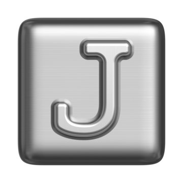 Metal alphabet in the form of a stamp. Capital letter J