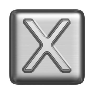Metal alphabet in the form of a stamp. Capital letter X
