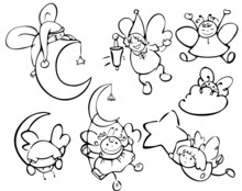 Set Of Cute Angels For Design