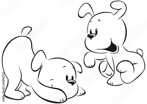 Obraz w ramie two puppies sketch