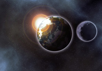 earth like palanet at sunrise