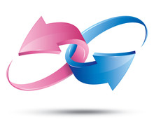 Pink & Blue Arrows 3D Union Symbol