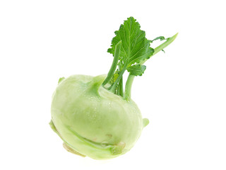 Poster - ein frisches rohes Kohlrabi-Gemüse freigestellt auf einem weißen Hintergrund