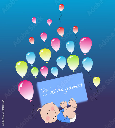 Carte De Naissance Pour Bebe Garcon Vecteur Stock Adobe Stock