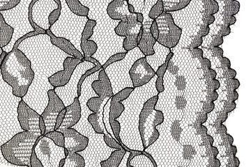 black lace fabric with flower pattern