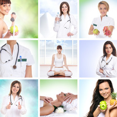 Canvas Print - A collage of images on the topic of medicine and health