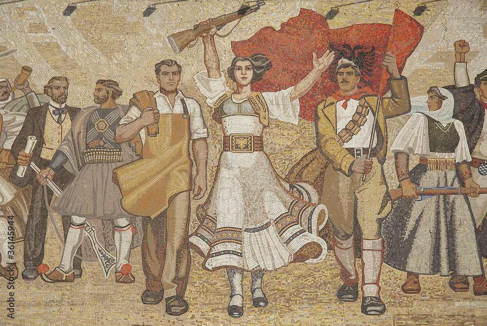 Obraz na płótnie albanian nationalistic mural in tirana albania w salonie