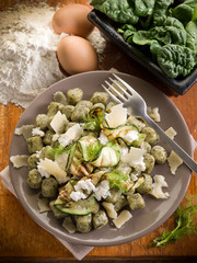 Poster - spinach gnocchi with ricotta zucchinis and parmesan flakes