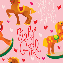 Seamless Pattern With Toys Horses - Design For Girls