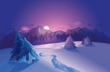 Wall Mural - vector winter landscape