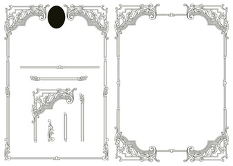 Wall Mural - set of barocco elements for creating borders and frames