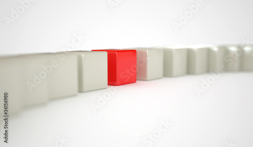 Out of crowd illustration. Shallow focus