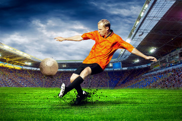 Wall Mural - Football player on field of stadium