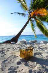 Canvas Print - golden gift on ocean beach