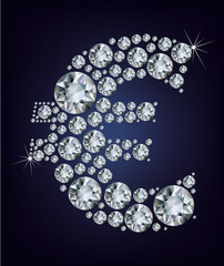 Euro symbol in  a lot of diamonds.