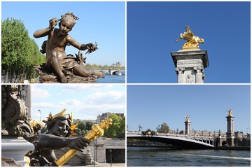 Canvas Print - Carte postale du pont Alexander III à Paris