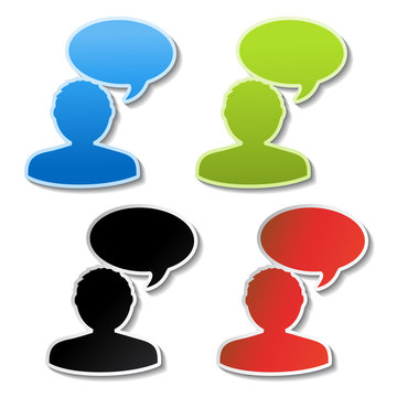 Vector announcement stickers - chat icon