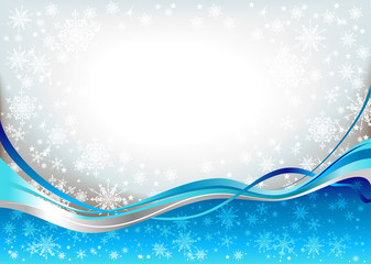 Fotobehang - blue waves snow background