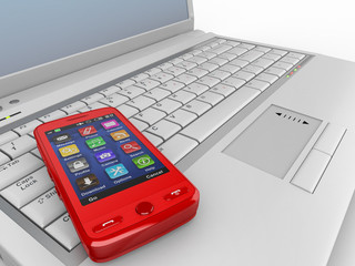 Poster - Connect. Laptop and cell phone concept.