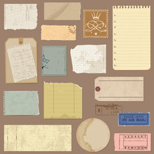 Set Of Old Paper Objects - For Design And Scrapbook In Vector