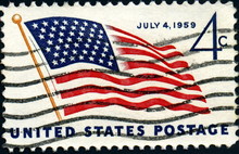 July 4, 1959. Flag. United States Postage