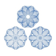 Poster - Set of vector guilloche rosettes