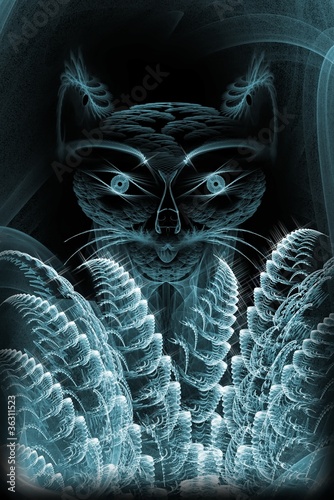 Obraz w ramie Kot w paprociach abstrakcja