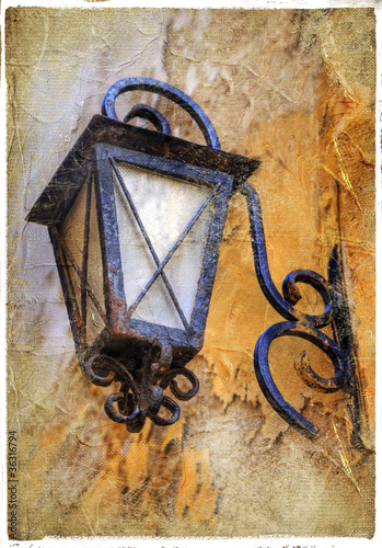 Naklejka na drzwi old lantern- artistic vintage picture