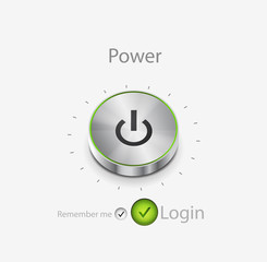 Vector power button. Login page