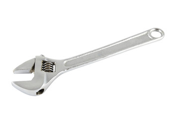 One head adjustable wrench grain skin on white background.