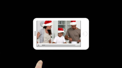 Poster - Smartphone showing families during Christmas