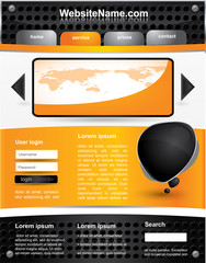 Wall Mural - Editable vector website template, orange and black