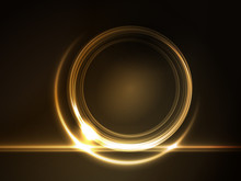 Golden Glowing Round Frame For Your Text
