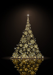 Wall Mural - Christmas tree on black background